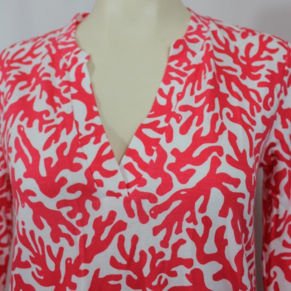 Lilly Pulitzer Captiva Tunic in Island Coral red white long sleeve size Small - Picture 5 of 8